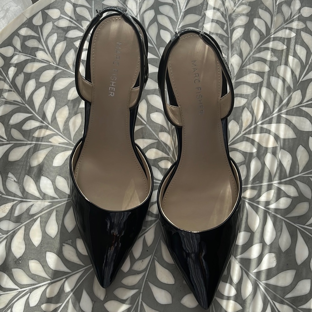 Black sling back heels